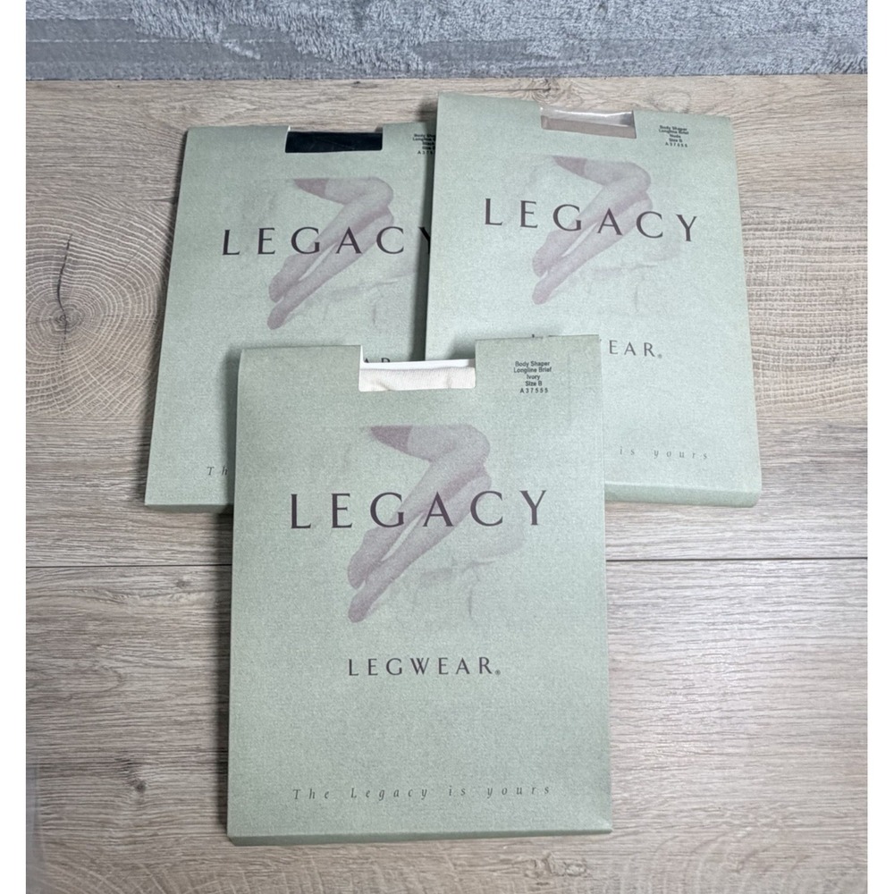 Legacy Legwear Body Shaper Longline Brief Hosiery Lot Of 3 Mixed Colors Size B